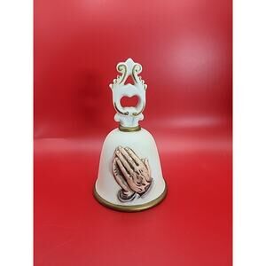 Vintage Homco Praying Hands Ceramic Bell Hand Painted Religious Christianity